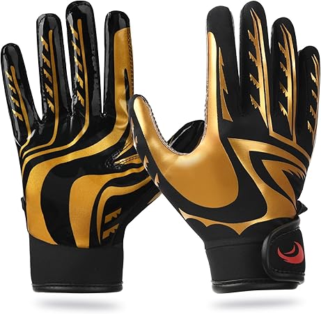 Youth Football Gloves Kids Silicone Grip Receiver Gloves
